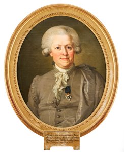 صورة تصور الحاكم نيلس فون روزنشتاين وهو يرتدي الزي الوطني وكذلك علامة فارس نجمة الشمال على صدره. اللوحة بواسطة Lorenz Pasch dy (1733-1805) بواسطة Lorenz Pasch